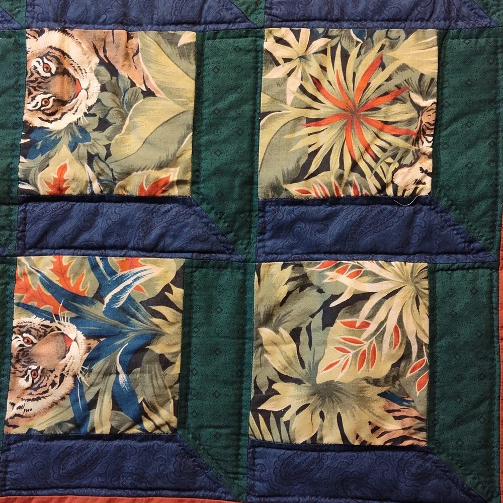 Beautiful Tiger Handmade Small Quilt With Tigers